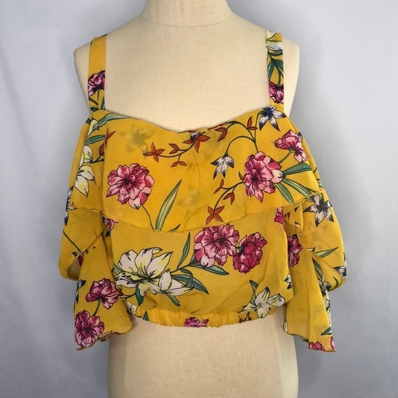 TRUTH NYC Women Boho Cold Shoulder Cropped Top Size L - Picture 1 of 11